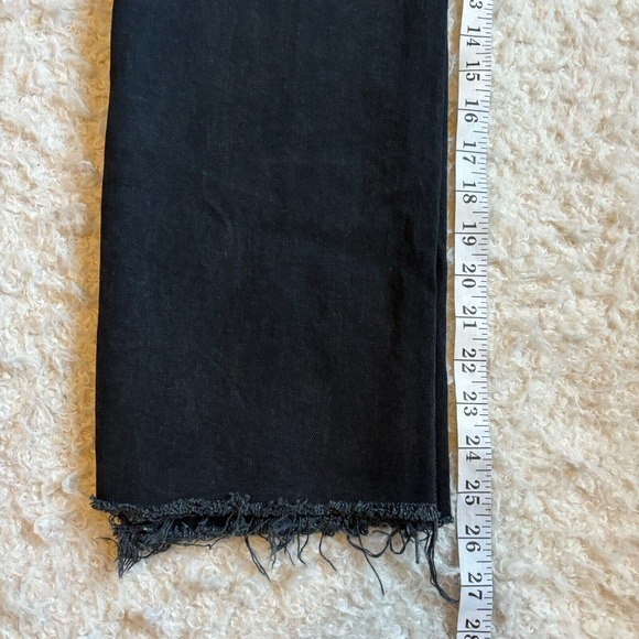 Frank and Eileen Women's 26 Monaghan Black Straight Mom Jeans Distressed Raw Hem - Picture 14 of 14